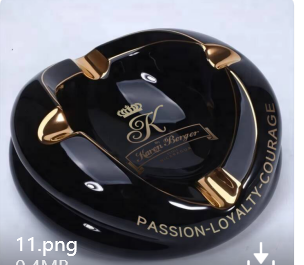 Karen Berger Black Ceramic Ashtray .